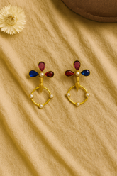 FLORAL PEARL & GEMSTONE DROP EARRINGS